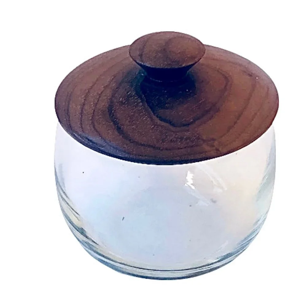 Vintage Oregon Myrtlewood Glass Jar With Lid Covered Storage Canister